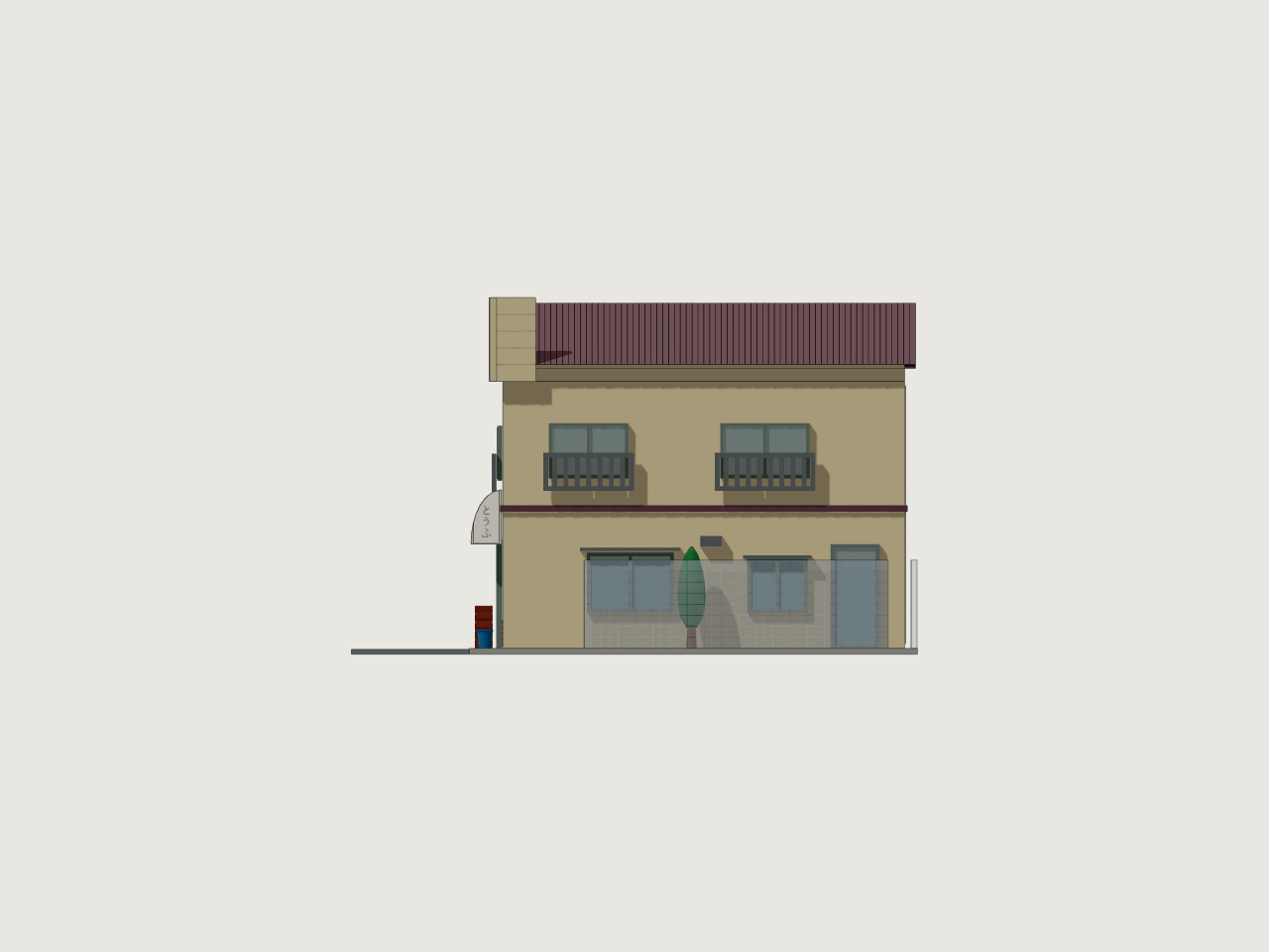 Final driveway-side orthographic QA render